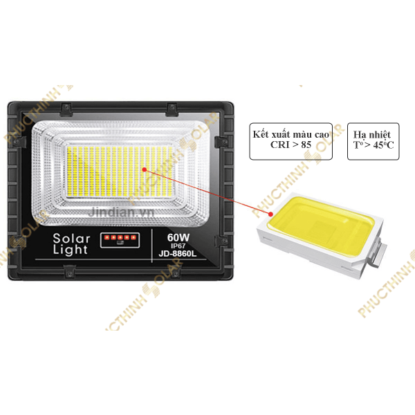 Đèn pha năng lượng mặt trời 60W JinDian JD-8860L