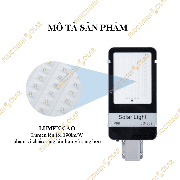 Đèn đường năng lượng mặt trời 100W JD-369