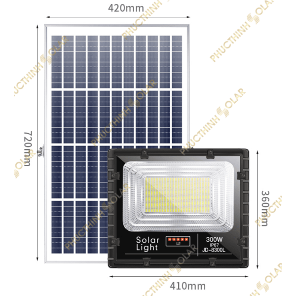 Đèn pha năng lượng mặt trời 300W JinDian JD-8300L
